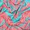Aqua Teal-Neon Coral Lace Chevron Printed Double Brushed ITY Knit Fabric By the Yard
